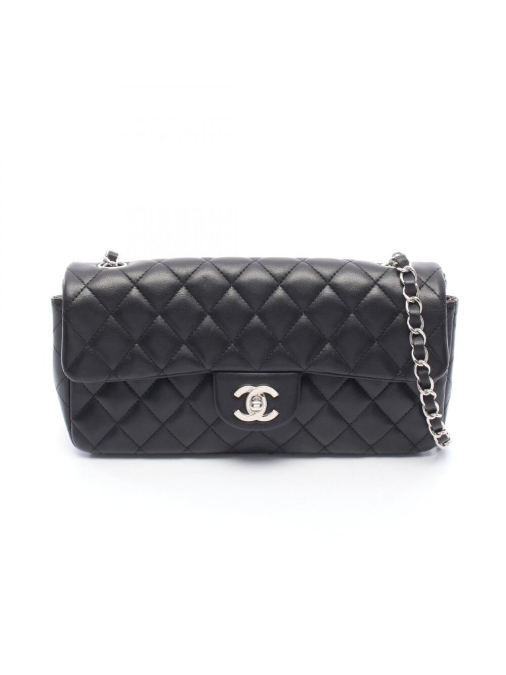 Chanel Shoulder Bag Quilted East Waist Black Lambskin Chain